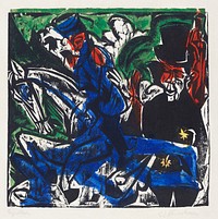 Peter Schlemihl's Wondrous Story: Schlemihl Encounters the Little Gray Man on the Road (1915) print in high resolution by Ernst Ludwig Kirchner. Original from The National Gallery of Art. Digitally enhanced by rawpixel.