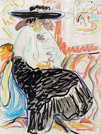 Seated Woman in the Studio (1909) painting in high resolution by <a href="https://www.rawpixel.com/search/Ernst%20Ludwig%20Kirchner?sort=curated&amp;page=1&amp;topic_group=_my_topics">Ernst Ludwig Kirchner</a>. Original from The Minneapolis Institute of Art. Digitally enhanced by rawpixel.