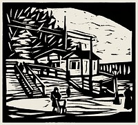 Shed on the Bank of the Elbe (1906) print in high resolution by Ernst Ludwig Kirchner. Original from The National Gallery of Art. Digitally enhanced by rawpixel.