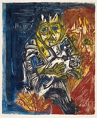 Woman with a Child and a Cat (1919) print in high resolution by Ernst Ludwig Kirchner. Original from The National Gallery of Art. Digitally enhanced by rawpixel.