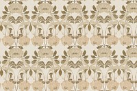 Floral beige pattern background in art nouveau style, based on artwork by Georges de Feure