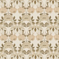 Flower background with beige pattern in art nouveau style, based on artwork by Georges de Feure