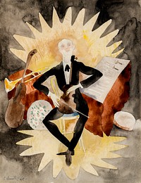 Musician (1918) painting in high resolution by Charles Demuth. Original from The Barnes Foundation. Digitally enhanced by rawpixel.