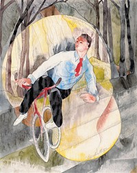 In Vaudeville, the Bicycle Rider (1919) painting in high resolution by Charles Demuth. Original from National Gallery of Art. Digitally enhanced by rawpixel.