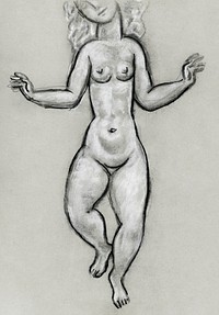 Dancing naked woman (ca. 1891&ndash;1941) drawing in high resolution by <a href="https://www.rawpixel.com/search/Leo%20Gestel?sort=curated&amp;page=1&amp;topic_group=_my_topics">Leo Gestel</a>. Original from The Rijksmuseum. Digitally enhanced by rawpixel.