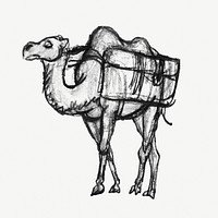 Camel psd vintage drawing, remixed from artworks from Leo Gestel