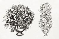 Two studies of a vases of flowers (ca. 1891&ndash;1941) drawing in high resolution by <a href="https://www.rawpixel.com/search/Leo%20Gestel?sort=curated&amp;page=1&amp;topic_group=_my_topics">Leo Gestel</a>. Original from The Rijksmuseum. Digitally enhanced by rawpixel.