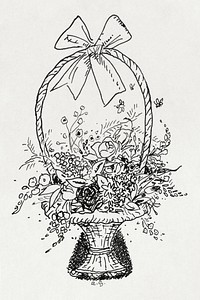 Basket with flowers (ca. 1891&ndash;1941) drawing in high resolution by <a href="https://www.rawpixel.com/search/Leo%20Gestel?sort=curated&amp;page=1&amp;topic_group=_my_topics">Leo Gestel</a>. Original from The Rijksmuseum. Digitally enhanced by rawpixel.