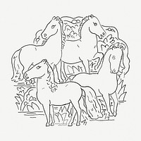 Vintage horses psd hand drawn illustration, remixed from artworks from Leo Gestel