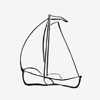 Sailboat psd vintage drawing, remixed from artworks from Leo Gestel