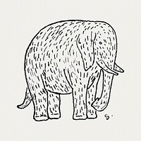 Elephant (ca. 1891&ndash;1941) drawing in high resolution by Leo Gestel. Original from The Rijksmuseum. Digitally enhanced by rawpixel.
