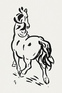 Horse (ca. 1891&ndash;1941) drawing in high resolution by Leo Gestel. Original from The Rijksmuseum. Digitally enhanced by rawpixel.