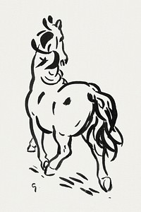 Horse (ca. 1891–1941) drawing in high resolution by Leo Gestel. Original from The Rijksmuseum. Digitally enhanced by rawpixel.