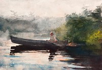 The End of the Day, Adirondacks (1890) by <a href="https://www.rawpixel.com/search/Winslow%20Homer?sort=curated&amp;page=1&amp;topic_group=_my_topics">Winslow Homer</a>. Original from The Smithsonian Institution. Digitally enhanced by rawpixel.