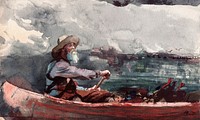 Adirondacks Guide (1892) by <a href="https://www.rawpixel.com/search/Winslow%20Homer?sort=curated&amp;page=1&amp;topic_group=_my_topics">Winslow Homer</a>. Original from The Smithsonian Institution. Digitally enhanced by rawpixel.