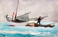 Stowing Sail (1903) by <a href="https://www.rawpixel.com/search/Winslow%20Homer?sort=curated&amp;page=1&amp;topic_group=_my_topics">Winslow Homer</a>. Original from The Smithsonian Institution. Digitally enhanced by rawpixel.