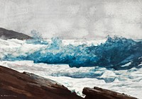 Prout&rsquo;s Neck, Breakers (1883) by <a href="https://www.rawpixel.com/search/Winslow%20Homer?sort=curated&amp;page=1&amp;topic_group=_my_topics">Winslow Homer</a>. Original from The Smithsonian Institution. Digitally enhanced by rawpixel.