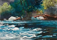 The Rapids, Hudson River, Adirondacks (1894) by <a href="https://www.rawpixel.com/search/Winslow%20Homer?sort=curated&amp;page=1&amp;topic_group=_my_topics">Winslow Homer</a>. Original from The Smithsonian Institution. Digitally enhanced by rawpixel.