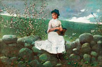 Peach Blossoms (1878) by <a href="https://www.rawpixel.com/search/Winslow%20Homer?sort=curated&amp;page=1&amp;topic_group=_my_topics">Winslow Homer</a>. Original from The Smithsonian Institution. Digitally enhanced by rawpixel.