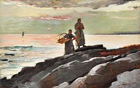Saco Bay (1896) by <a href="https://www.rawpixel.com/search/Winslow%20Homer?sort=curated&amp;page=1&amp;topic_group=_my_topics">Winslow Homer</a>. Original from The Clark Art Institute. Digitally enhanced by rawpixel.