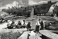 Ship-Building, Gloucester Harbor (1873) by <a href="https://www.rawpixel.com/search/Winslow%20Homer?sort=curated&amp;page=1&amp;topic_group=_my_topics">Winslow Homer</a>. Original from Cleveland Art. Digitally enhanced by rawpixel.