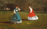 A Game of Croquet (1866) by <a href="https://www.rawpixel.com/search/Winslow%20Homer?sort=curated&amp;page=1&amp;topic_group=_my_topics">Winslow Homer</a>. Original from Yale University Art Gallery. Digitally enhanced by rawpixel.