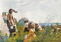 Berry Pickers (1873) by <a href="https://www.rawpixel.com/search/Winslow%20Homer?sort=curated&amp;page=1&amp;topic_group=_my_topics">Winslow Homer</a>. Original from The National Gallery of Art. Digitally enhanced by rawpixel.