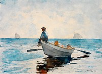 Boys in a Dory (1880) by <a href="https://www.rawpixel.com/search/Winslow%20Homer?sort=curated&amp;page=1&amp;topic_group=_my_topics">Winslow Homer</a>. Original from The Smithsonian. Digitally enhanced by rawpixel. Digitally enhanced by rawpixel.