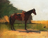 Saddle Horse in Farm Yard (ca. 1870&ndash;1875) by <a href="https://www.rawpixel.com/search/Winslow%20Homer?sort=curated&amp;page=1&amp;topic_group=_my_topics">Winslow Homer</a>. Original from The MET Museum. Digitally enhanced by rawpixel.