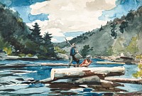 Hudson River, Logging (ca. 1891–1892) by Winslow Homer. Original from The National Gallery of Art. Digitally enhanced by rawpixel.