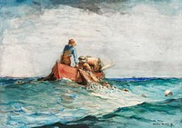 Hauling in the Nets (1887) by Winslow Homer. Original from The National Gallery of Art. Digitally enhanced by rawpixel.