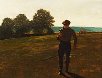 Man with a Scythe (ca.1869) by <a href="https://www.rawpixel.com/search/Winslow%20Homer?sort=curated&amp;page=1&amp;topic_group=_my_topics">Winslow Homer</a>. Original from The Smithsonian. Digitally enhanced by rawpixel.