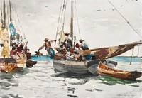 Market Scene, Nassau (1885) by Winslow Homer. Original from Yale University Art Gallery. Digitally enhanced by rawpixel.