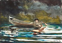Sketch for Hound and Hunter (ca. 1891&ndash;1892) by <a href="https://www.rawpixel.com/search/Winslow%20Homer?sort=curated&amp;page=1&amp;topic_group=_my_topics">Winslow Homer</a>. Original from The National Gallery of Art. Digitally enhanced by rawpixel.