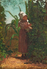 The Bean Picker (ca. 1875) by <a href="https://www.rawpixel.com/search/Winslow%20Homer?sort=curated&amp;page=1&amp;topic_group=_my_topics">Winslow Homer</a>. Original from The Smithsonian. Digitally enhanced by rawpixel.