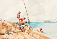 The Conch Divers (1885) by <a href="https://www.rawpixel.com/search/Winslow%20Homer?sort=curated&amp;page=1&amp;topic_group=_my_topics">Winslow Homer</a>. Original from The Minneapolis Institute of Art. Digitally enhanced by rawpixel.
