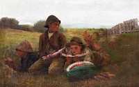 The Watermelon Boys (1876) by <a href="https://www.rawpixel.com/search/Winslow%20Homer?sort=curated&amp;page=1&amp;topic_group=_my_topics">Winslow Homer</a>. Original from The Smithsonian. Digitally enhanced by rawpixel.