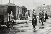 St. Louis Red Cross Motor Corps on duty during influenza epidemic (1918). Original from Library of Congress. Digitally enhanced by rawpixel. Original from Library of Congress. Digitally enhanced by rawpixel.