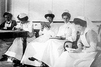 Nurses at Floating hospital (ca. 1910&ndash;1915). Original from Library of Congress. Digitally enhanced by rawpixel.