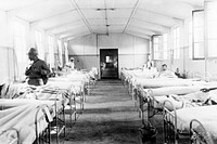 Ward in French barrack hospital (1917). Original from Library of Congress. Digitally enhanced by rawpixel.