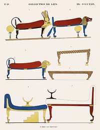 Bed collection from the paintings from Monuments de l&#39;&Eacute;gypte et de la Nubie (1835&ndash;1845) by <a href="https://www.rawpixel.com/search/Jean%20Fran%C3%A7ois%20Champollion?&amp;sort=curated&amp;page=1">Jean Fran&ccedil;ois Champollion</a> (1790&ndash;1832). Original from The New York Public Library. Digitally enhanced by rawpixel.