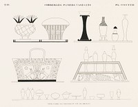 Vintage illustration of Baskets, panies, vases, etc.