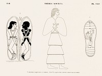 Tracing painting in a tomb and Tracing taken from cardboard boxes of mummies from Monuments de l'&Eacute;gypte et de la Nubie (1835&ndash;1845) by Jean Fran&ccedil;ois Champollion (1790&ndash;1832). Original from The New York Public Library. Digitally enhanced by rawpixel.