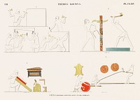 Vintage illustration of Paintings executed in one of the tombs from Monuments de l&#39;&Eacute;gypte et de la Nubie.