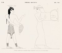 Vintage illustration of Figure tracing from fifteenth tombs and Draft tracing from sixteenth tomb from Monuments de l&#39;&Eacute;gypte et de la Nubie.