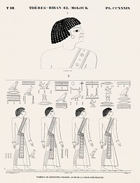 First Tomb of Merneptah, continuation of the previous frieze from Monuments de l'égypte et de la Nubie (1835–1845) by Jean François Champollion (1790–1832). Original from The New York Public Library. Digitally enhanced by rawpixel.