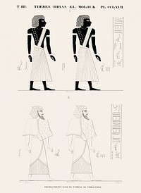 Figures painted in Thmeiothph&#39;s tomb from Monuments de l&#39;&Eacute;gypte et de la Nubie (1835&ndash;1845) by <a href="https://www.rawpixel.com/search/Jean%20Fran%C3%A7ois%20Champollion?&amp;sort=curated&amp;page=1">Jean Fran&ccedil;ois Champollion</a> (1790&ndash;1832). Original from The New York Public Library. Digitally enhanced by rawpixel.