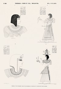 Tomb of Ramses III and Ramses IX, figures and portraits of these kings from Monuments de l&#39;&Eacute;gypte et de la Nubie (1835&ndash;1845) by <a href="https://www.rawpixel.com/search/Jean%20Fran%C3%A7ois%20Champollion?&amp;sort=curated&amp;page=1">Jean Fran&ccedil;ois Champollion</a> (1790&ndash;1832). Original from The New York Public Library. Digitally enhanced by rawpixel.