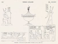 Vintage illustration of Hall with four columns and East room of the same hall from Monuments de l&#39;&Eacute;gypte et de la Nubie.