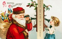 A Merry Christmas (ca.1900s) from The Miriam and Ira D. Wallach Division of Art, Prints and Photographs: Picture Collection by <a href="https://www.rawpixel.com/search/Ellen%20H.%20Clapsaddle?sort=curated&amp;page=1">Ellen H. Clapsaddle</a>. Original from the New York Public Library. Digitally enhanced by rawpixel.